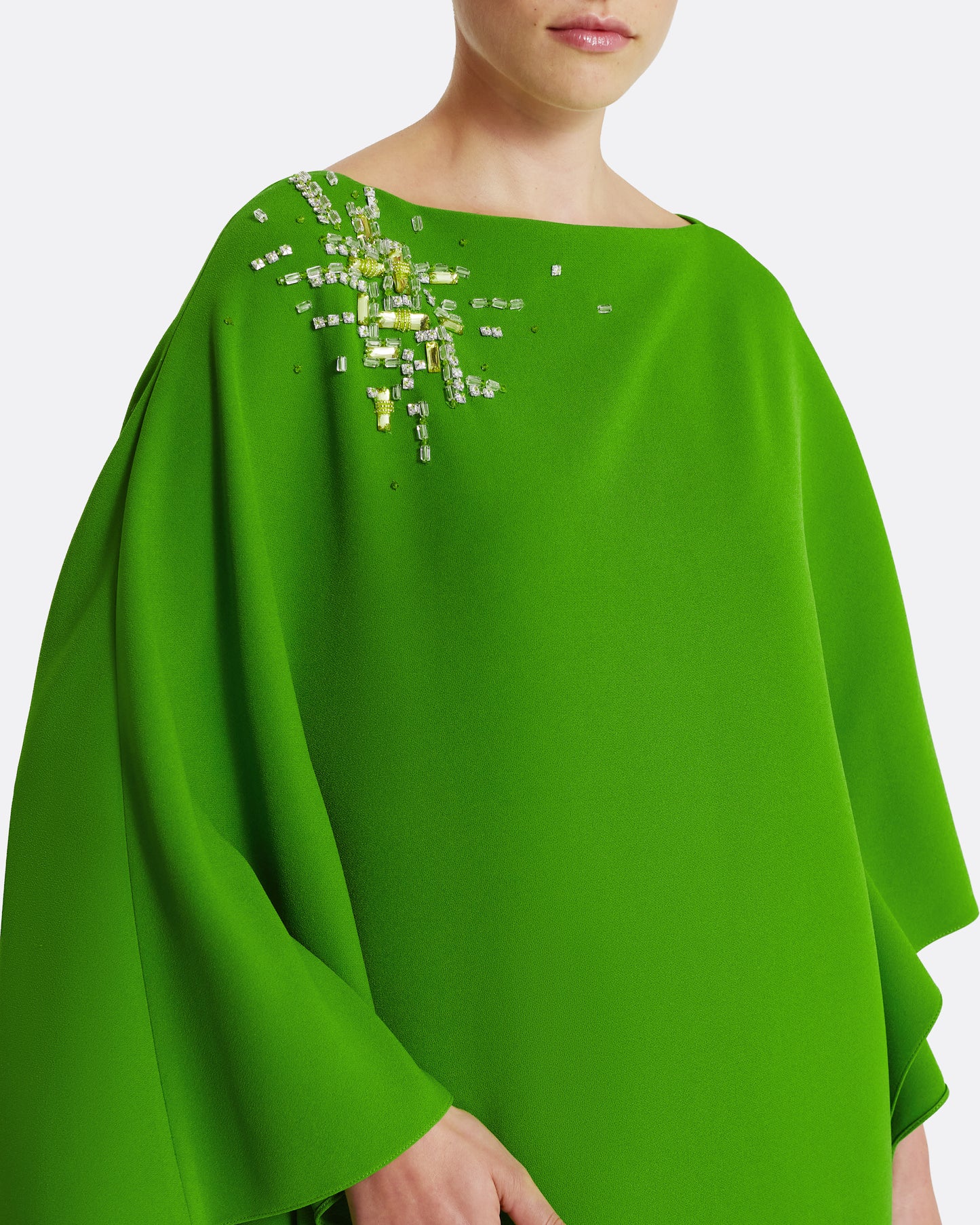 Marcellina Long Dress in Verdant Green with Multi-greens