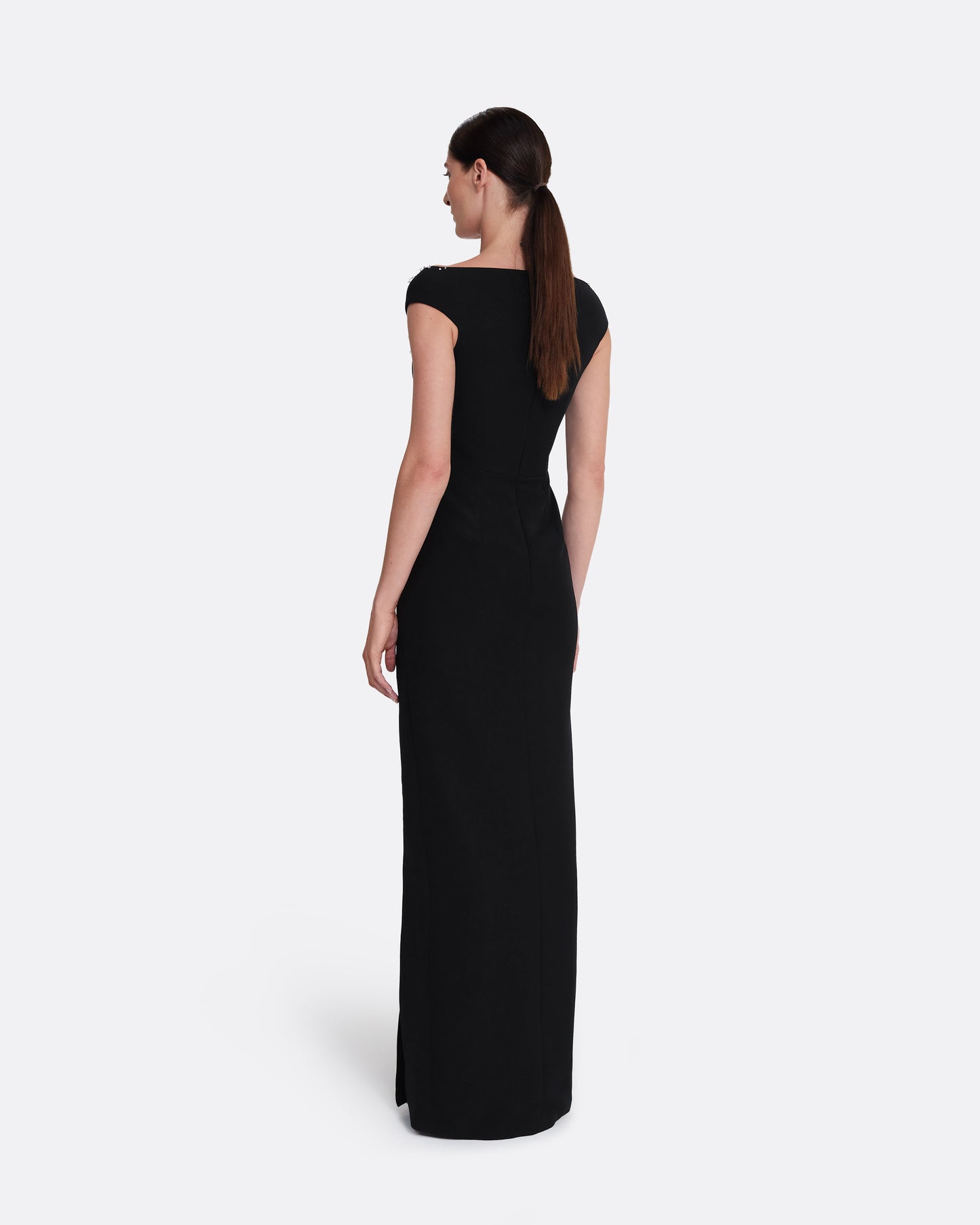 Lucrezia Long Dress in Black with Smoke/crystal