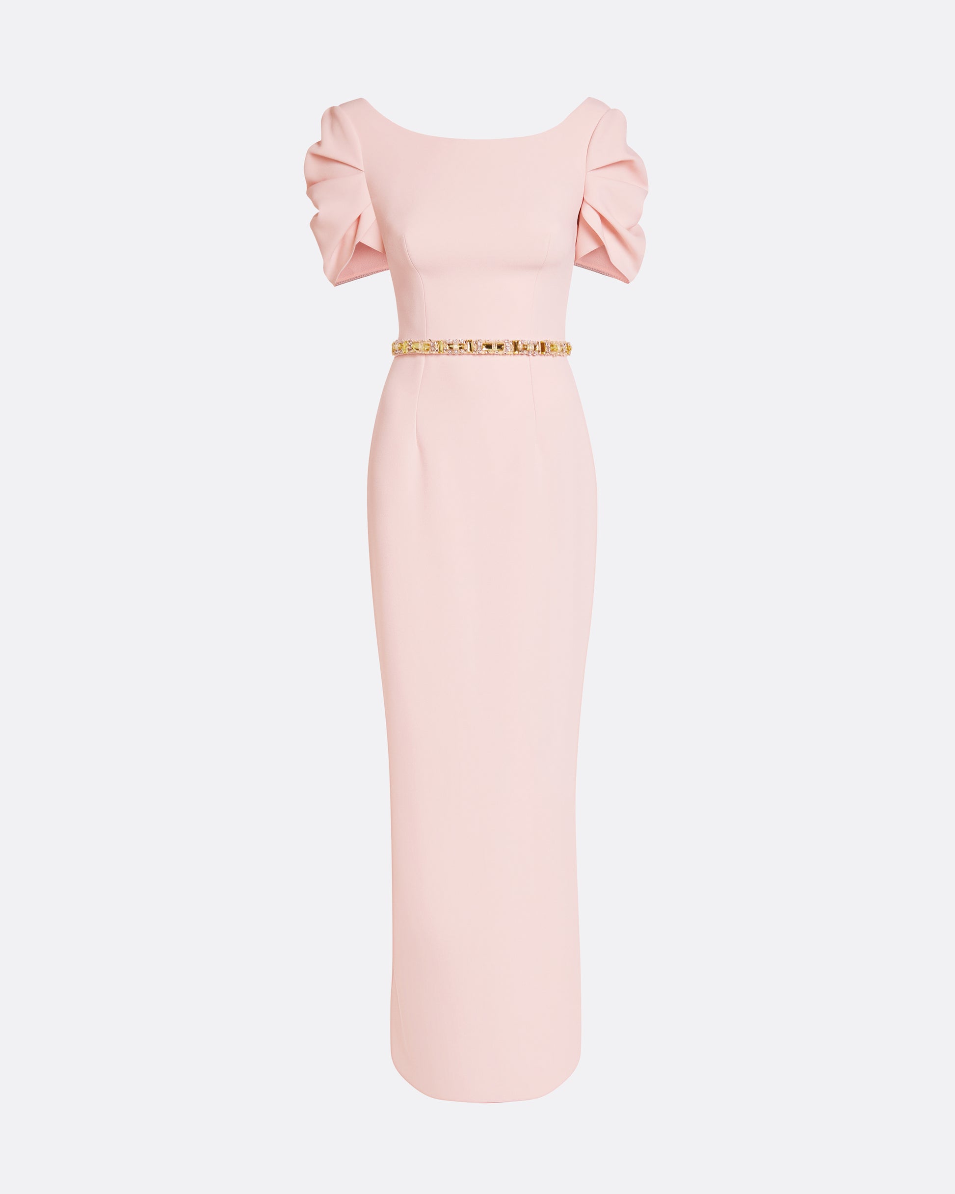 Vanna Long Dress in Pale Pink with Gold Safiyaa London Vanna Long Dress in Pale Pink with Gold Safiyaa London