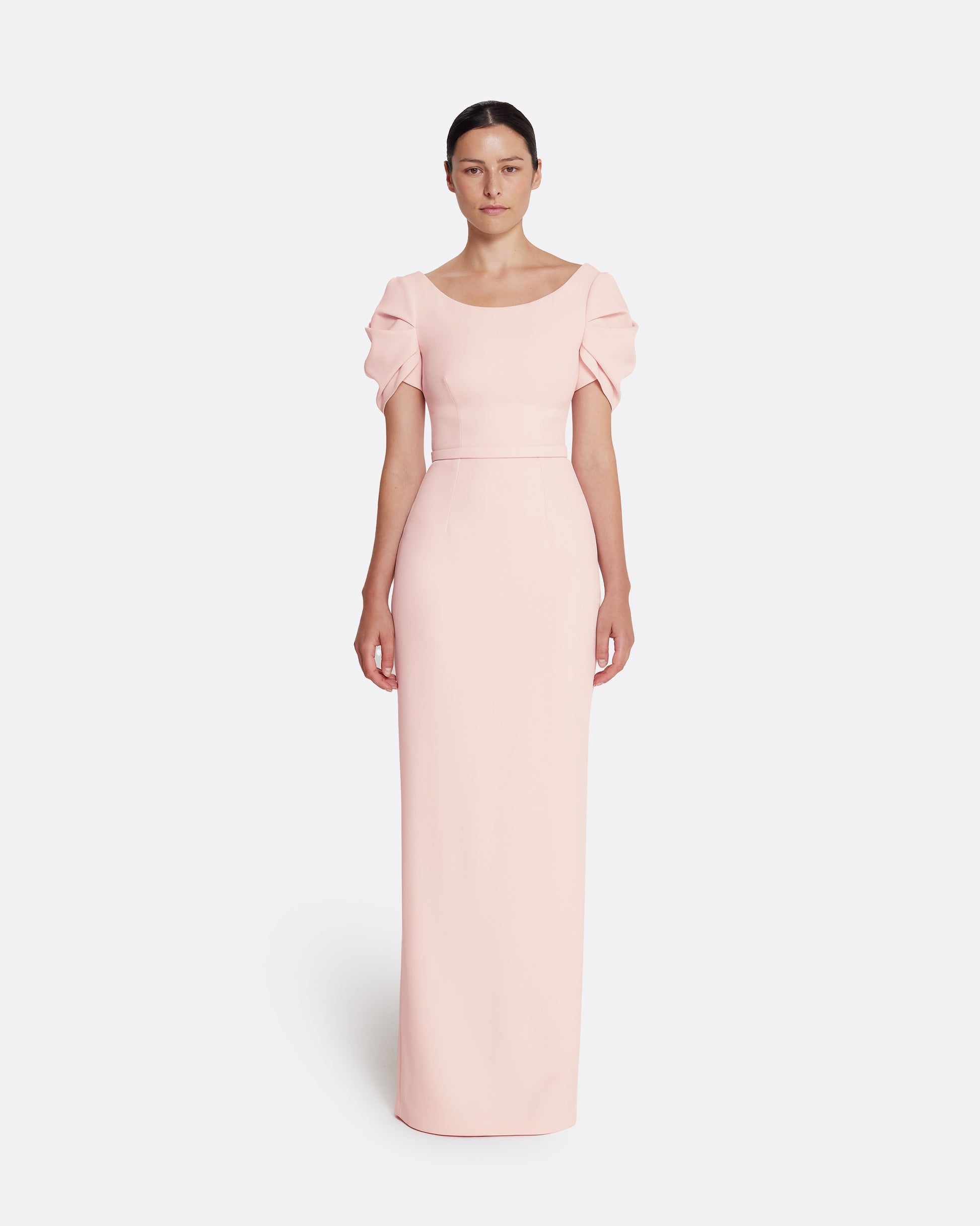 pink column dress Vanna Dress Long in Pale Pink – Safiyaa London