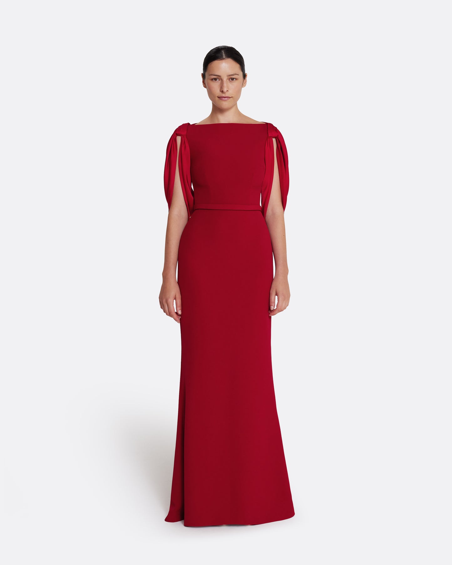 Mimi Long Dress in Cherry Red on Azalea Red