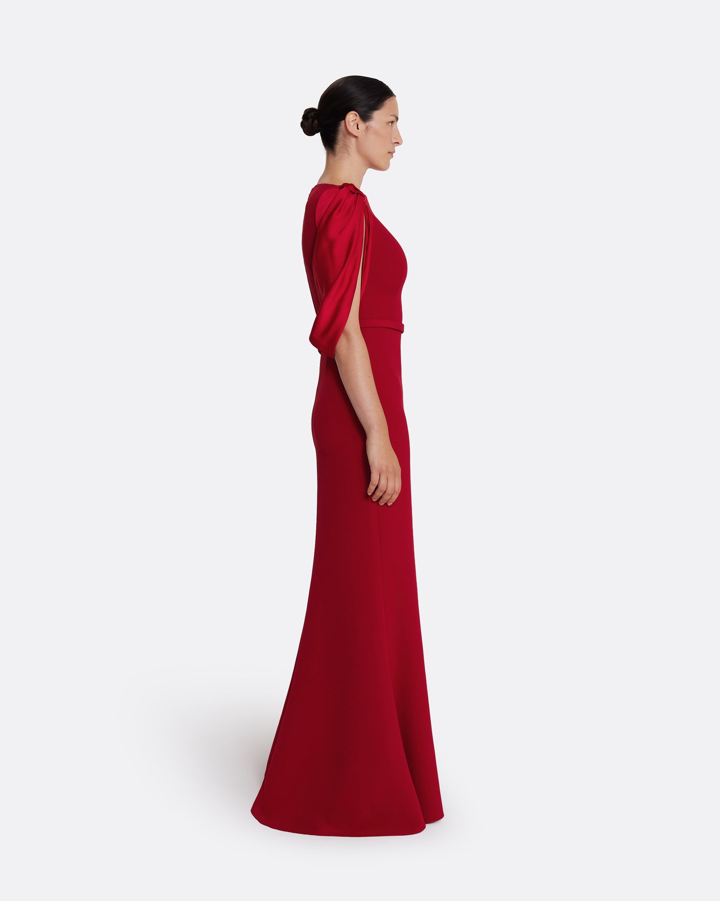 Mimi Long Dress in Cherry Red on Azalea Red