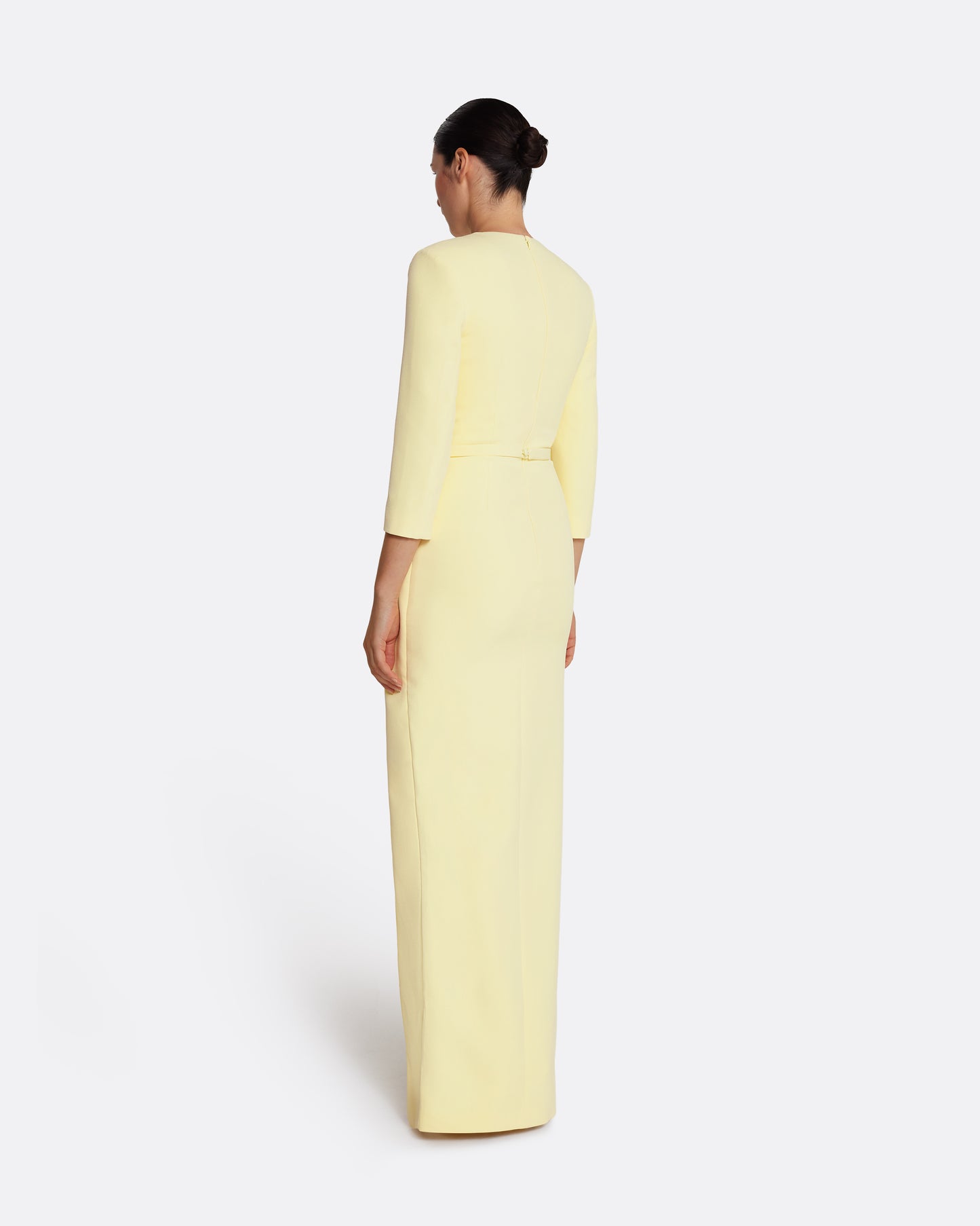 Tosavetta Long Dress in Pale Yellow with Gold