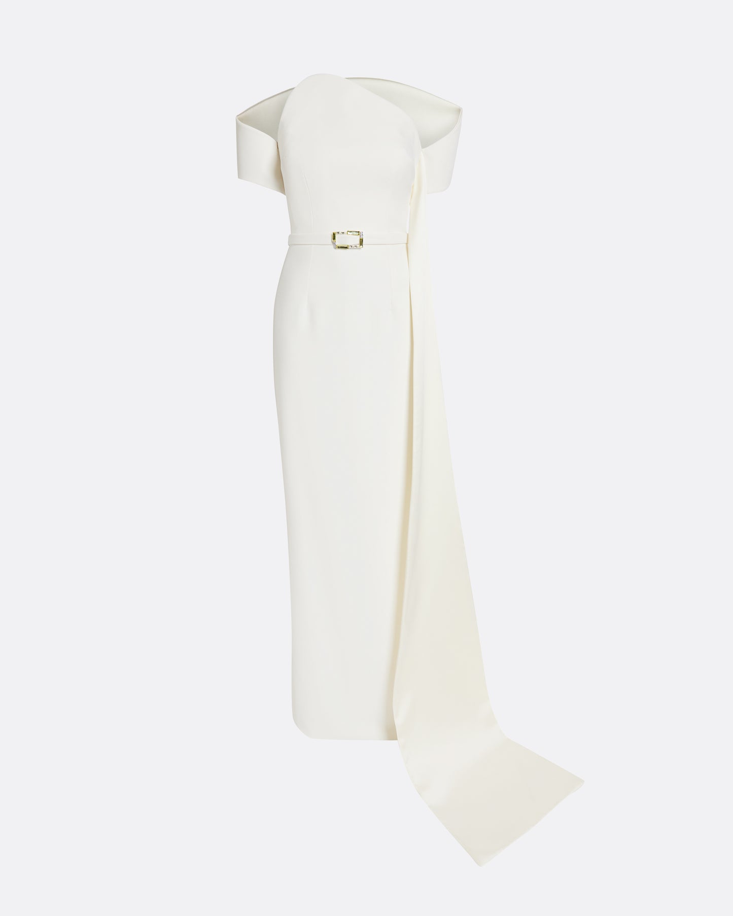 Giorgia Long Dress in Ivory with Embellished Belt