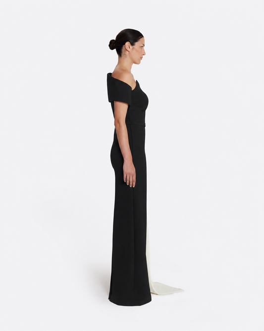 Giorgia Long Dress in Black & Ivory