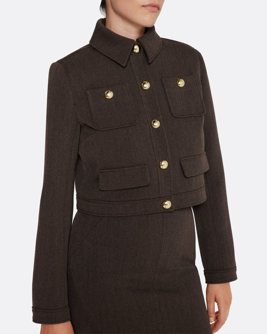 Long sleeves cropped jacket  in SOFT BROWN