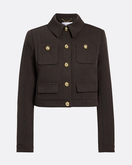 Long sleeves cropped jacket  in SOFT BROWN