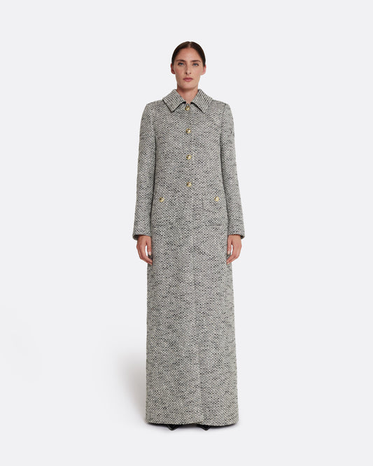 A-line maxi coat  in STONE ON GREYSCALE