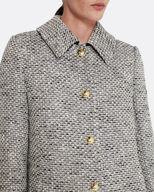 A-line maxi coat  in STONE ON GREYSCALE