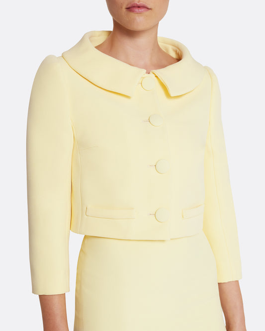 Cropped double-breasted tailored jacket in PALE YELLOW