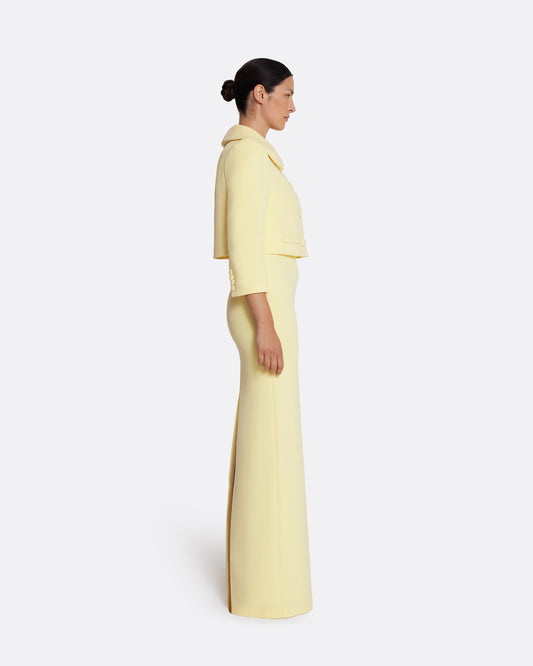 Cropped double-breasted tailored jacket in PALE YELLOW