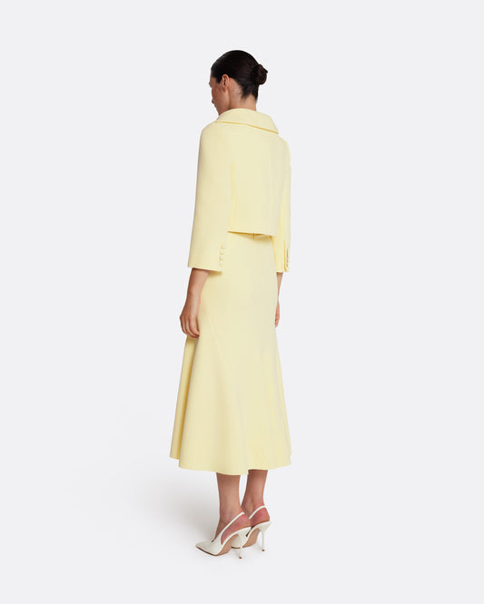 Cropped double-breasted tailored jacket in PALE YELLOW