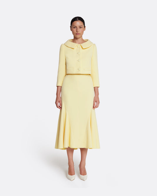 Cropped double-breasted tailored jacket in PALE YELLOW