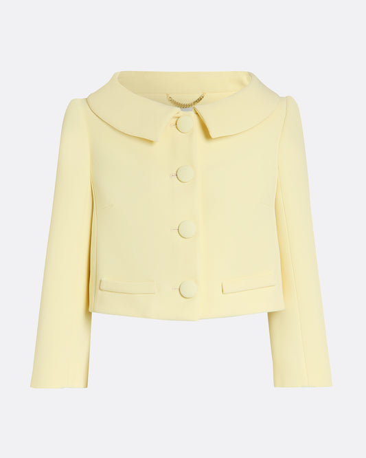 Cropped double-breasted tailored jacket in PALE YELLOW