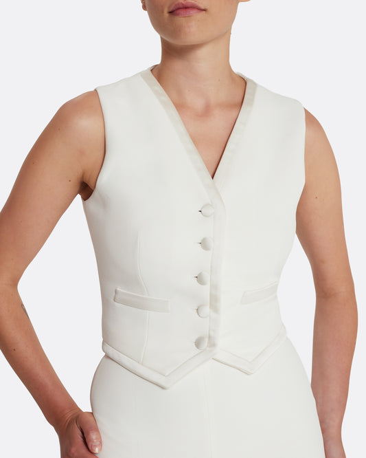 Single breasted, cropped waistcoat in IVORY