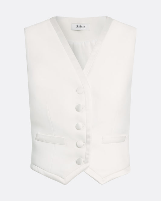Single breasted, cropped waistcoat in IVORY