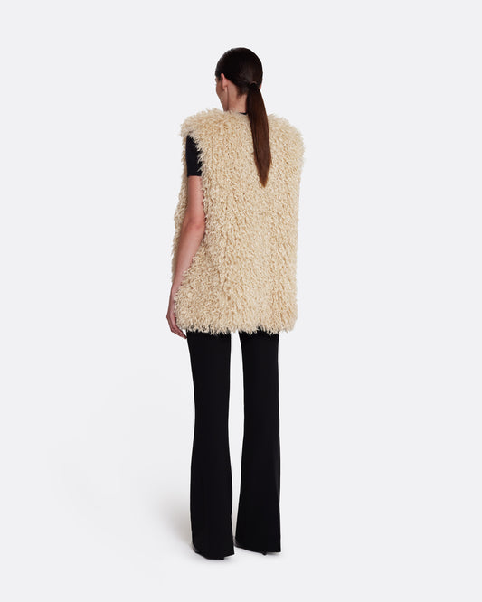 Boxy waistcoat in ECRU ON BLACK ON STONE