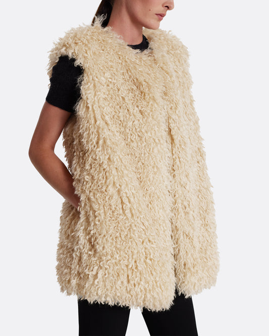 Boxy waistcoat in ECRU ON BLACK ON STONE