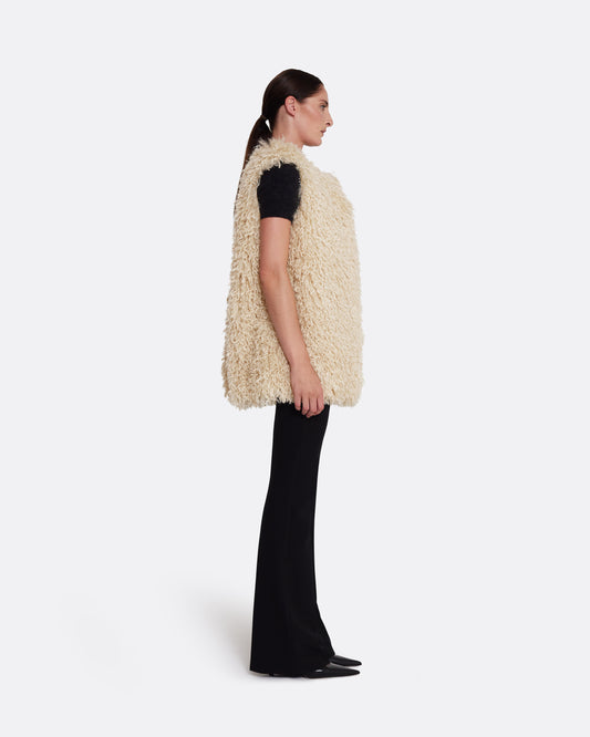 Boxy waistcoat in ECRU ON BLACK ON STONE