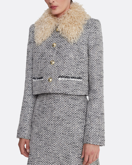 Cropped jacket with pocket details in STONE ON GREYSCALE W GREYSCALE