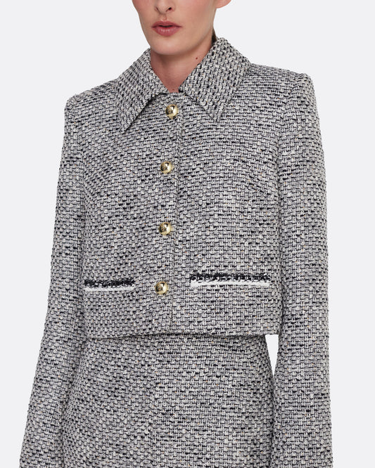 Cropped jacket with pocket details in STONE ON GREYSCALE W GREYSCALE