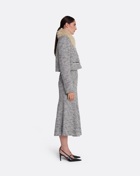 Cropped jacket with pocket details in STONE ON GREYSCALE W GREYSCALE