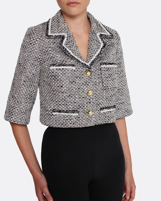 Cropped 3/4 sleeve jacket  in GREYSCALE WITH GREYSCALE