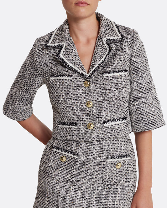 Cropped 3/4 sleeve jacket  in GREYSCALE WITH GREYSCALE