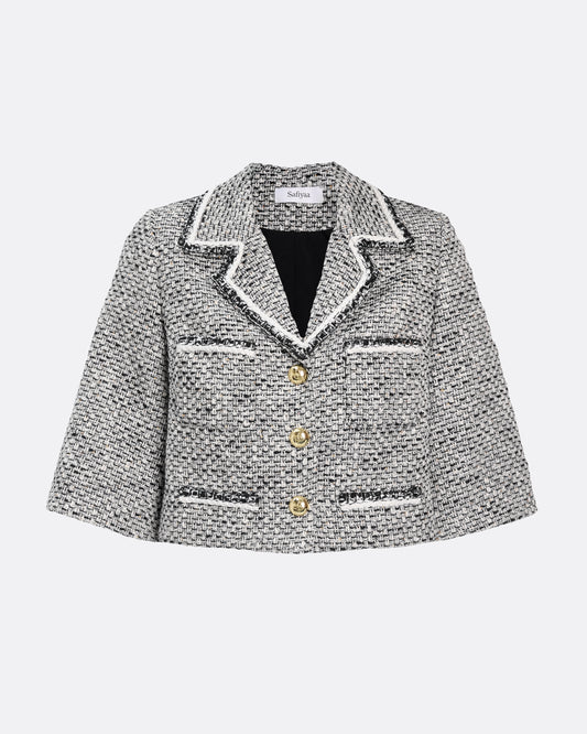Cropped 3/4 sleeve jacket  in GREYSCALE WITH GREYSCALE