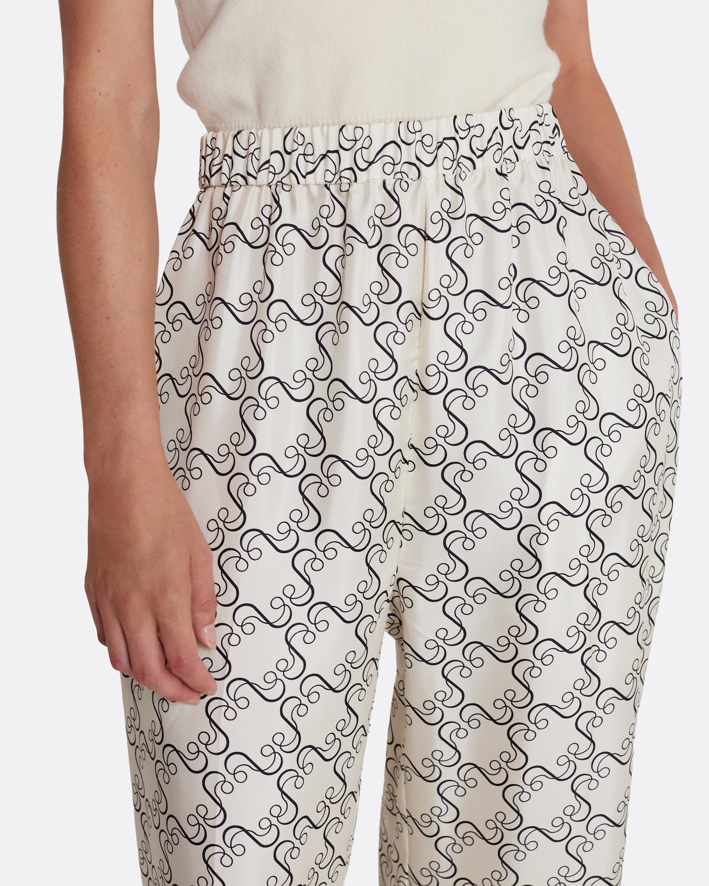 Rossana Trousers in Black on Ecru