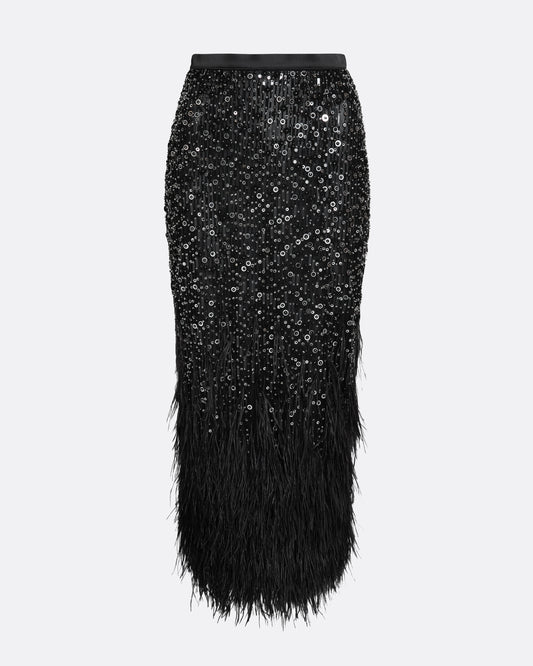 Column midi skirt in BLACK WITH JET