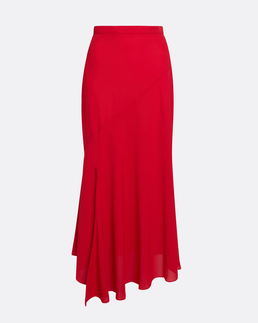 Full skirt with side pleated detail  in AZALEA RED