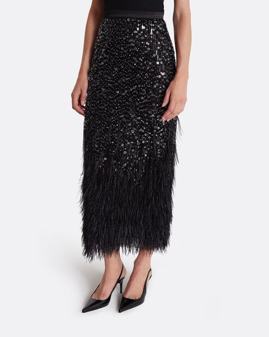 Column midi skirt in BLACK WITH JET