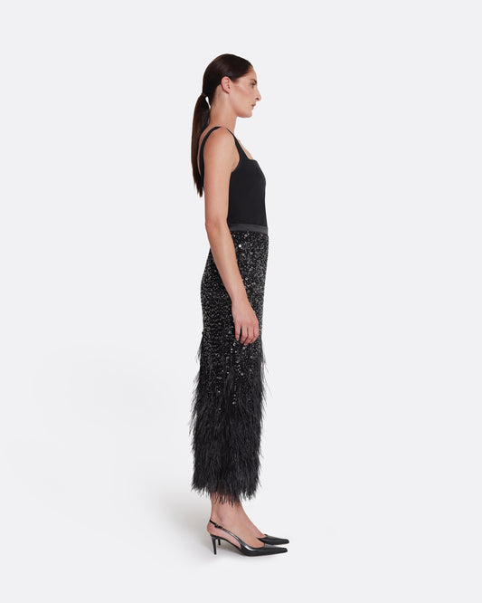 Column midi skirt in BLACK WITH JET