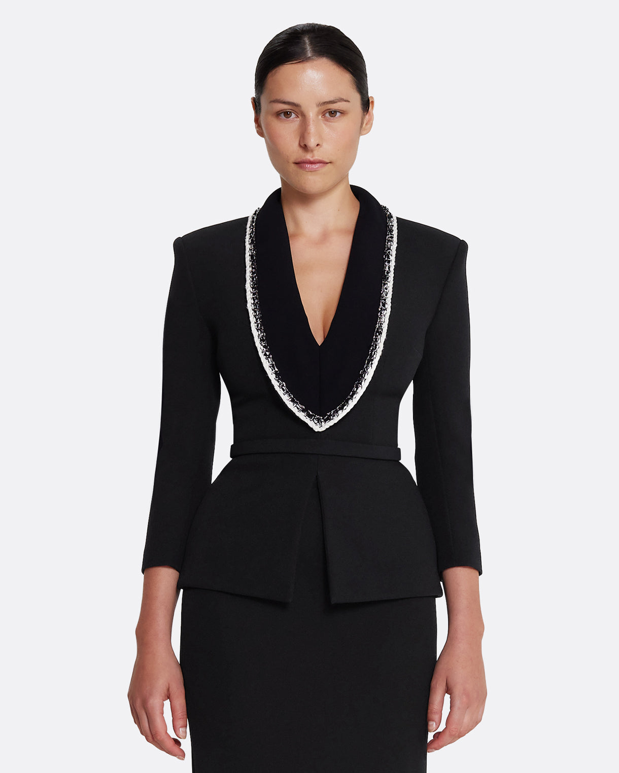 Adelina Top in Black with Greyscale