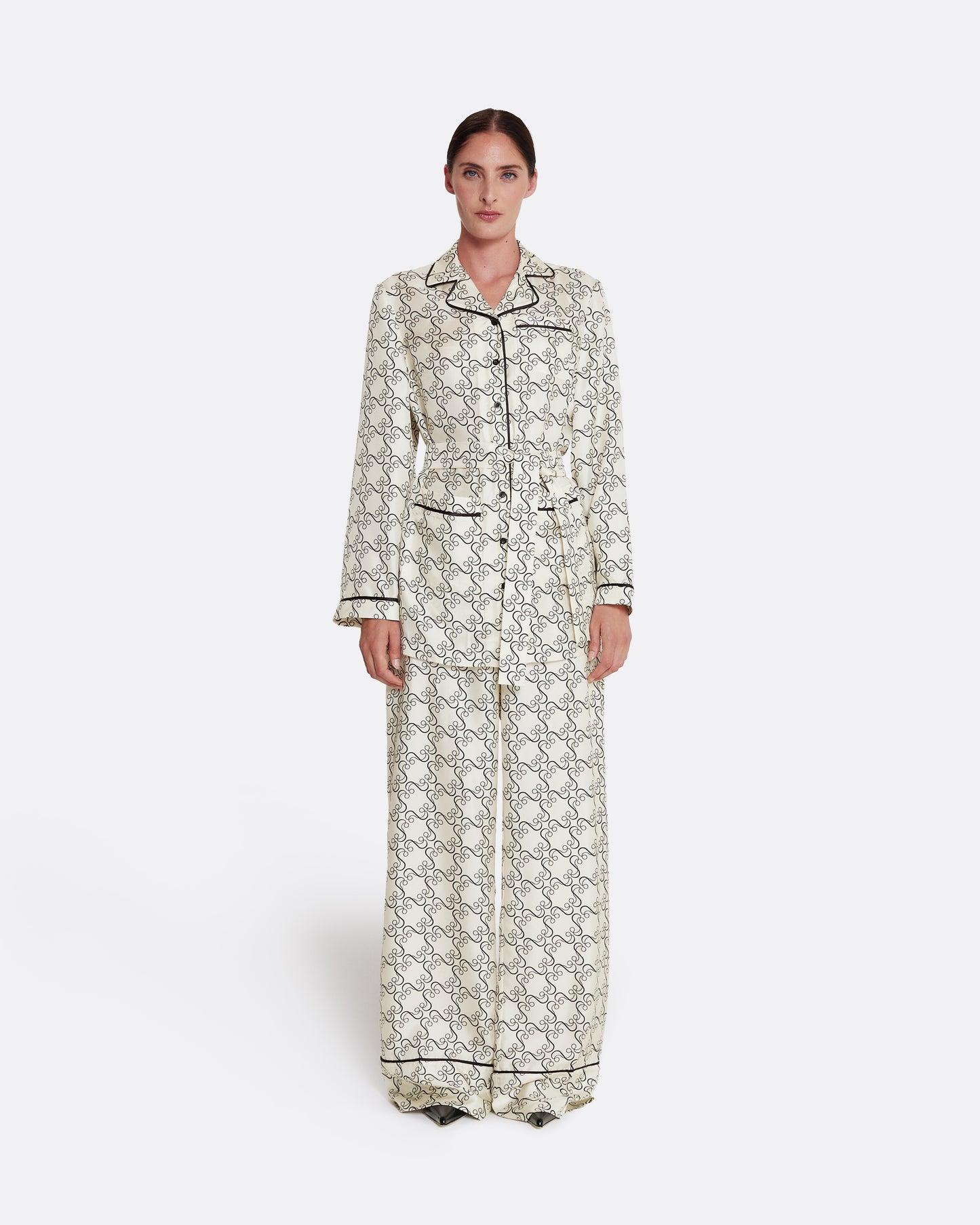 Mirella Top in Black on Ecru