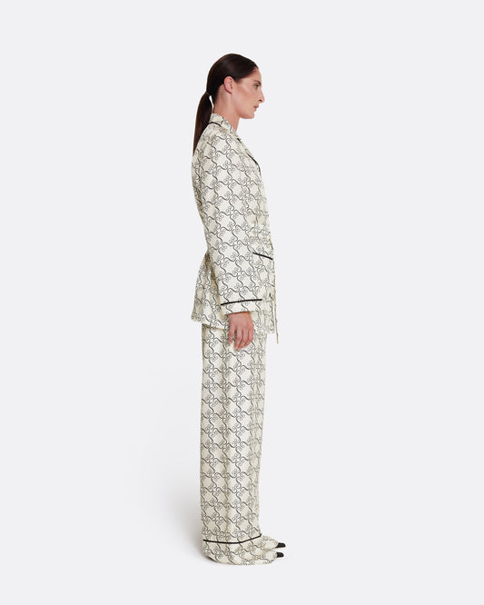 Loose-fit straight-leg pant in BLACK ON ECRU