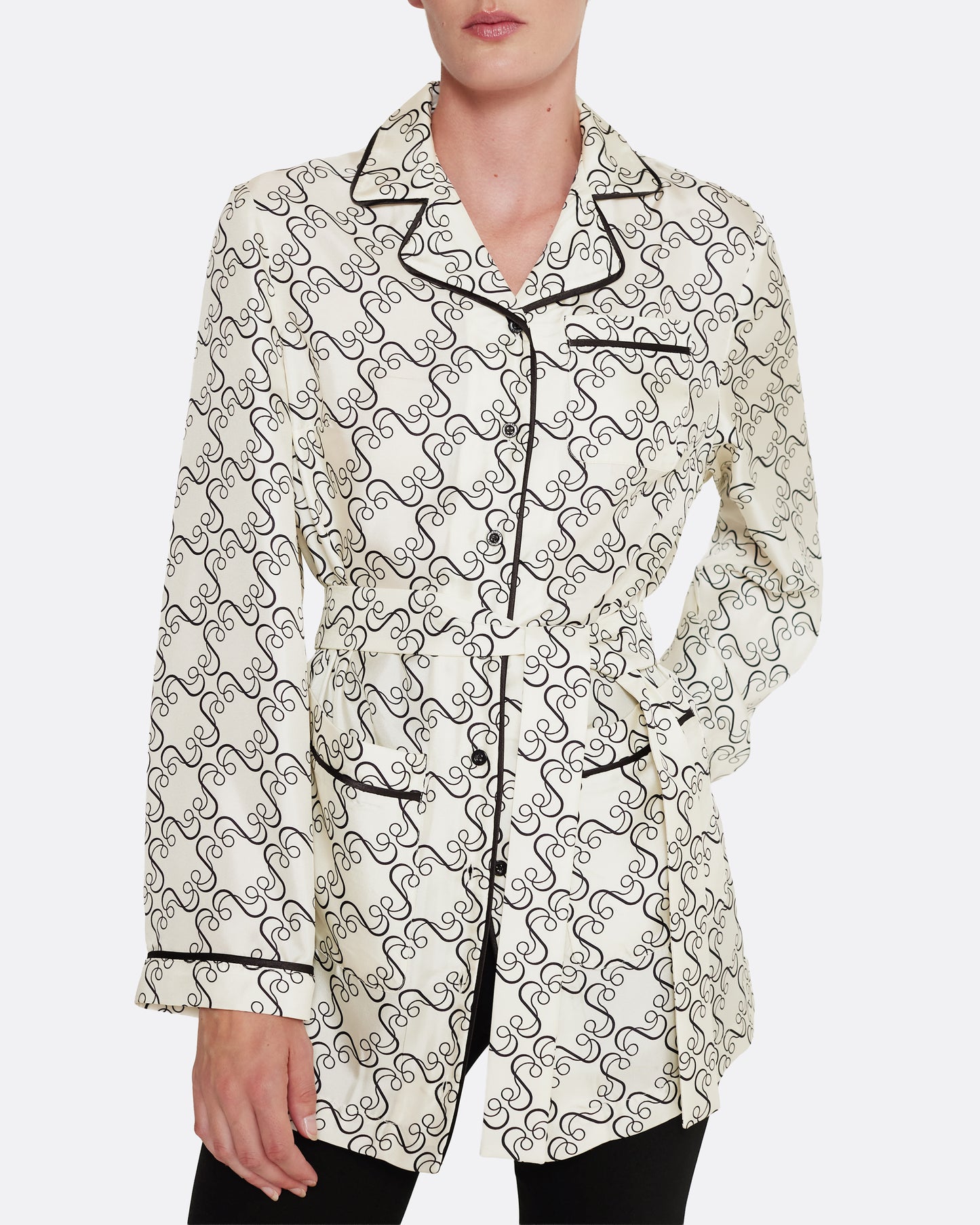 Mirella Top in Black on Ecru