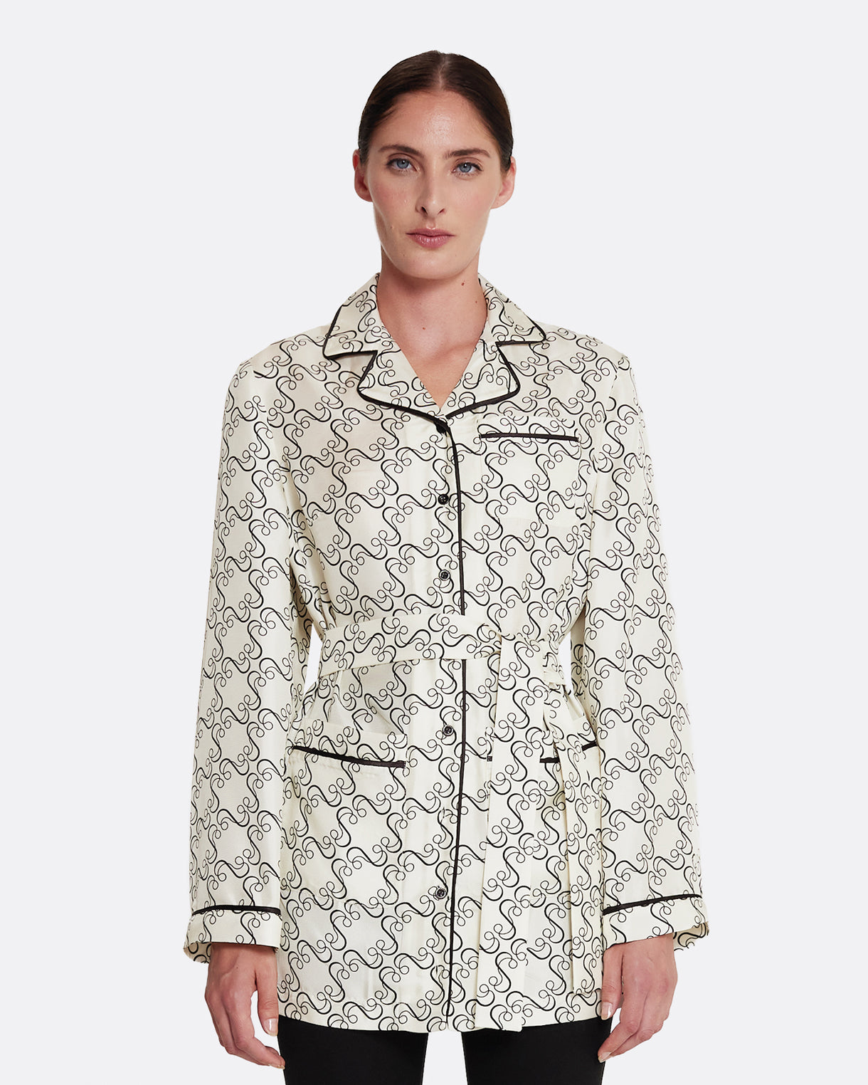 Mirella Top in Black on Ecru