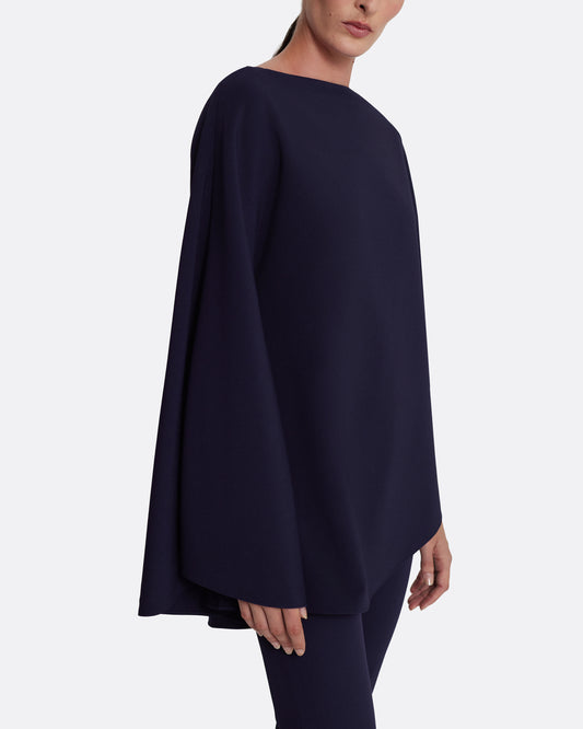 Flowing kaftan top with flattering seam detail  in AZURITE