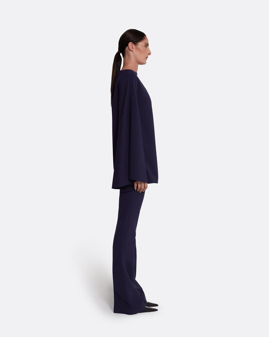 Flowing kaftan top with flattering seam detail  in AZURITE