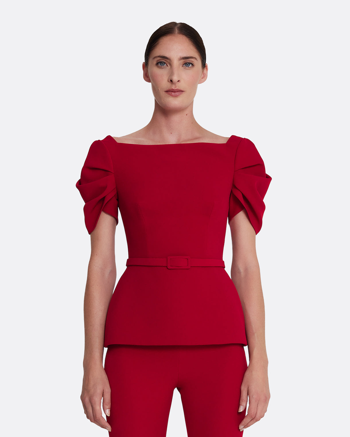 Ivana Top & Bertha Belt in Azalea Red