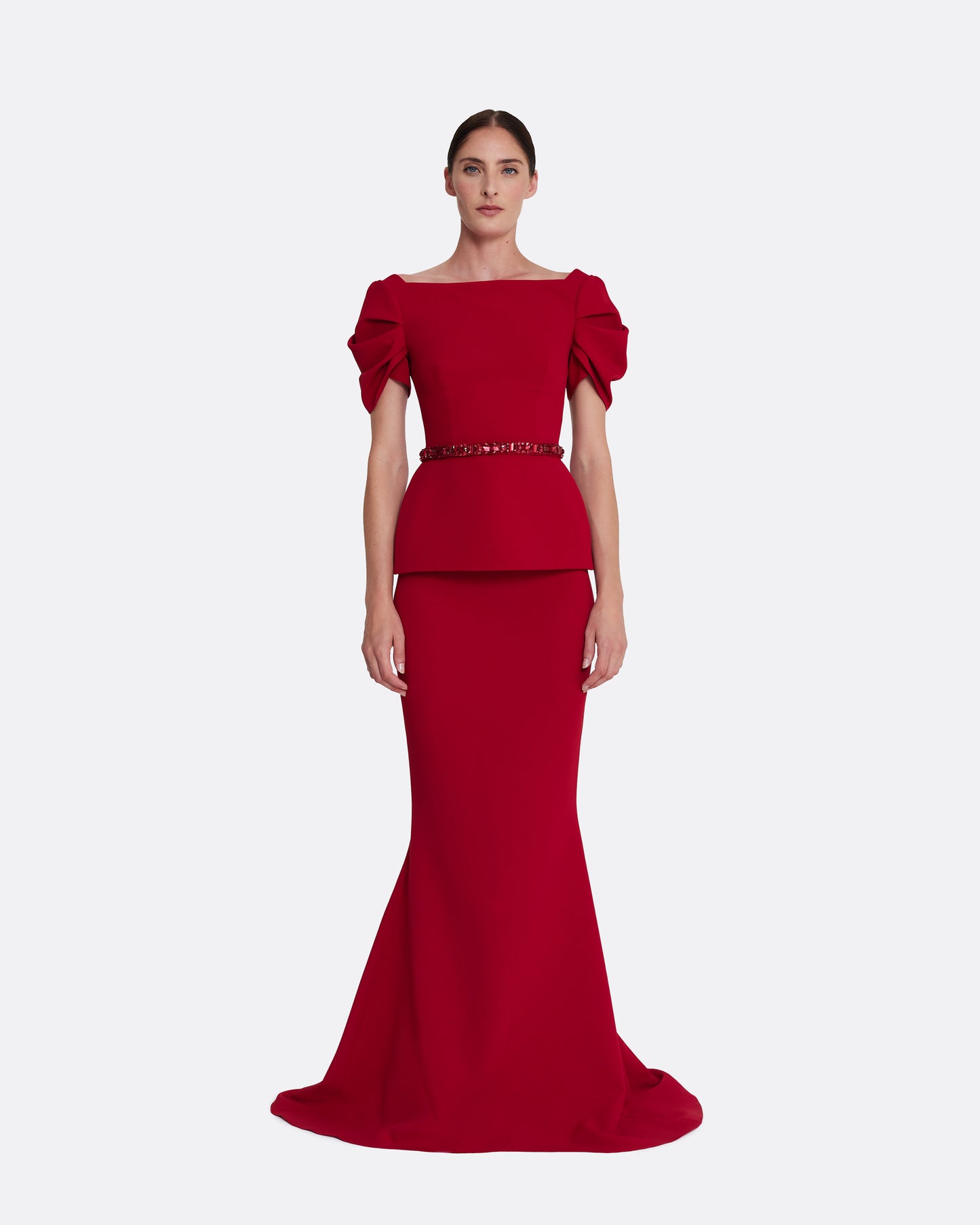 Ivana Top & Jonia Belt in Azalea Red with Multi-reds