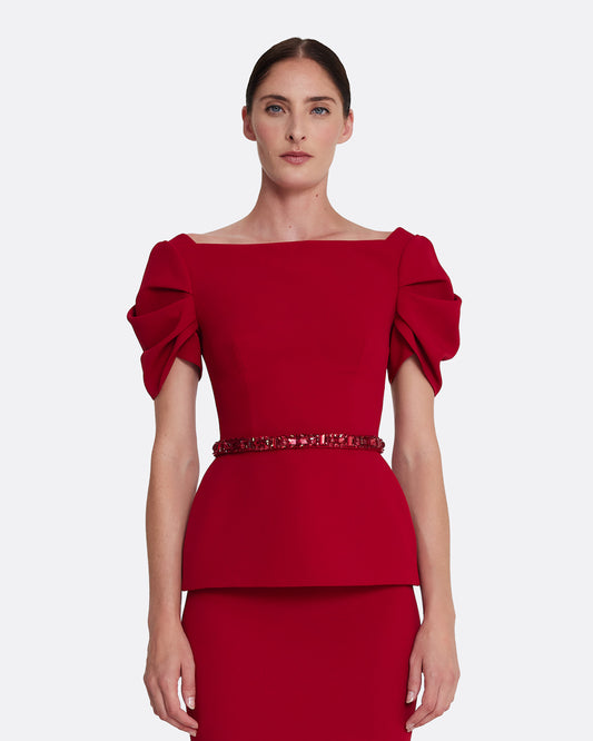 Ivana Top & Jonia Belt in Azalea Red with Multi-reds