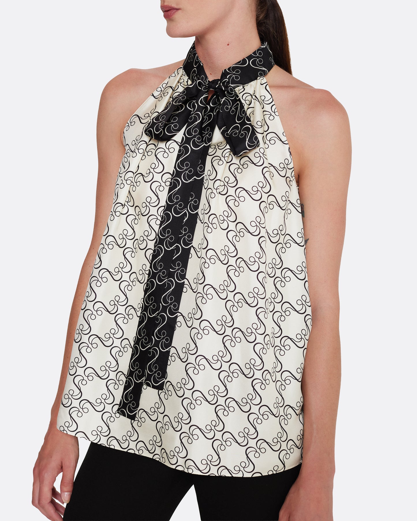 Letizia Top in Black on Ecru