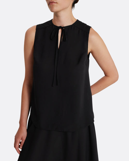 Sleeveles top with tie detail in BLACK
