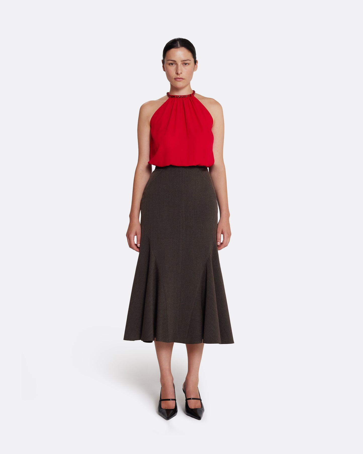 Lunetta Top in Azalea Red with Multi-reds