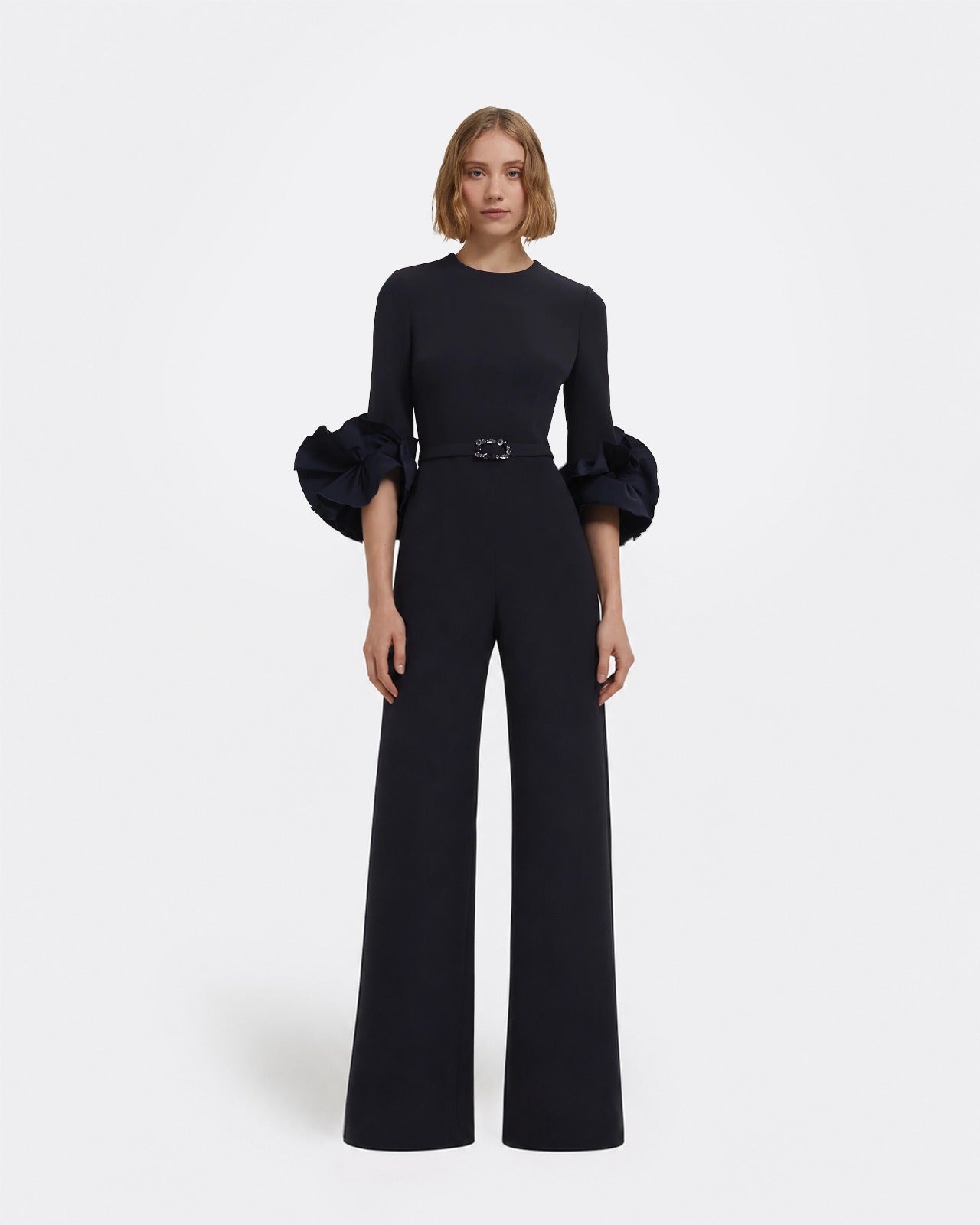 Belen Jumpsuit in Midnight Navy with Embellished Belt
