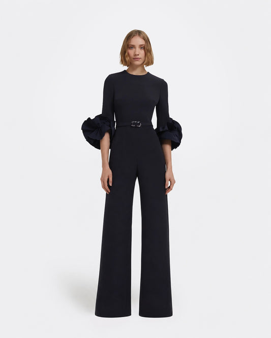 Belen Jumpsuit in Midnight Navy with Embellished Belt