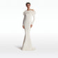 Starlana Ivory Feather-Trimmed Long Dress